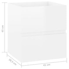 Vidaxl Umivalna omarica, bela, visok sijaj, 41x38,5x45 cm, plošča