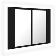 Vidaxl LED kopalniška omarica z ogledalom črna 60x12x45 cm