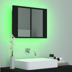 Greatstore LED kopalniška omarica z ogledalom črna 60x12x45 cm