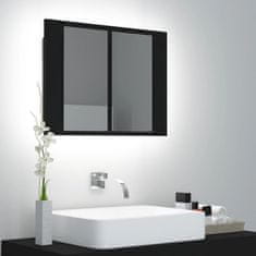 Greatstore LED kopalniška omarica z ogledalom črna 60x12x45 cm