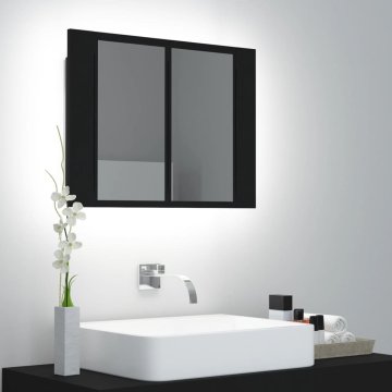 Vidaxl LED kopalniška omarica z ogledalom črna 60x12x45 cm