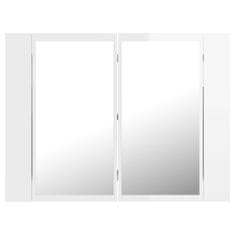 Vidaxl LED kopalniška omarica z ogledalom visok sijaj bela 60x12x45 cm