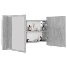 Vidaxl LED kopalniška omarica z ogledalom betonsko siva 90x12x45 cm