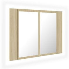 Vidaxl LED kopalniška omarica z ogledalom sonoma hrast 60x12x45 cm