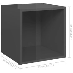 Vidaxl TV omarice 4 kosi visok sijaj sive 37x35x37 cm iverna plošča