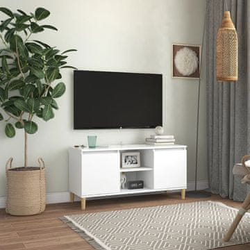 Vidaxl vidaXL TV omarica z lesenimi nogami bela 103,5x35x50 cm