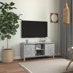 Vidaxl TV omarica z lesenimi nogami betonsko siva 103,5x35x50 cm