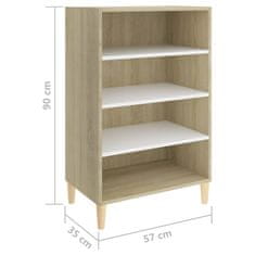 Vidaxl Komoda bela in sonoma hrast 57x35x90 cm iverna plošča