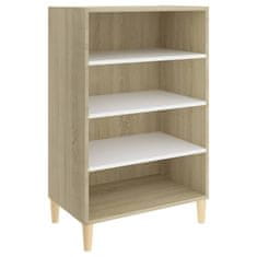 Vidaxl Komoda bela in sonoma hrast 57x35x90 cm iverna plošča