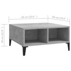 Greatstore Klubska mizica betonsko siva 60x60x30 cm iverna plošča
