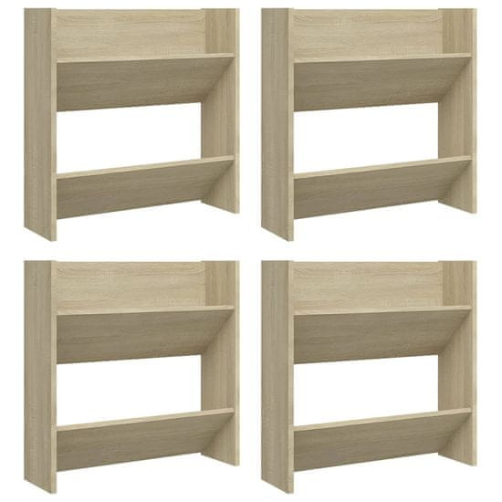 Vidaxl Stenske omare za čevlje 4 kosi sonoma hrast 60x18x60 cm