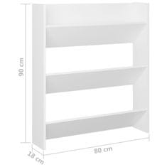 Vidaxl Stenska omara za čevlje bela 80x18x90 cm iverna plošča