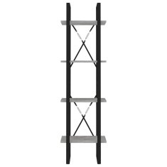Vidaxl Knjižna omara 4-nadstropna betonsko siva 40x30x140 cm
