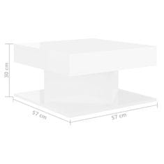 shumee Klubska mizica visok sijaj bela 57x57x30 cm iverna plošča