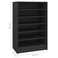 Vidaxl Omara za čevlje črna 60x35x92 cm iverna plošča