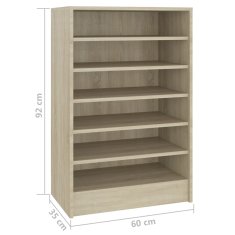 Vidaxl Omara za čevlje sonoma hrast 60x35x92 cm iverna plošča