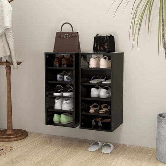 Vidaxl Omarica za čevlje 2 kosa črna 31,5x35x70 cm iverna plošča
