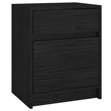 Greatstore Nočna omarica črna 40x31x50 cm trdna borovina