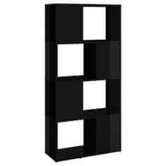 Greatstore Knjižna omara za razdelitev prostora sijaj črna 60x24x124,5 cm