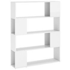 Vidaxl Knjižna omara za razdelitev prostora sijaj bela 100x24x124 cm