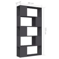 Vidaxl Knjižna omara za razdelitev prostora siva 80x24x155 cm