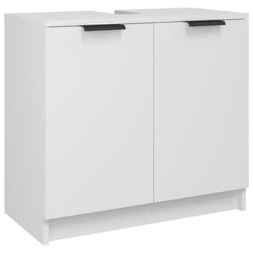Vidaxl Kopalniška omarica bela 64,5x33,5x59 cm konstruiran les