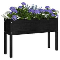 Vidaxl Vrtno cvetlično korito črno 110x31x70 cm trdna borovina