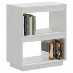 Vidaxl Knjižna omara bela 60x35x71 cm trdna borovina