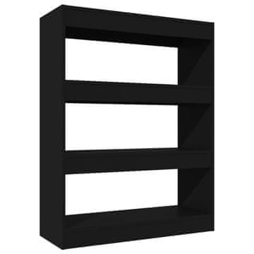 Vidaxl Knjižna omara/pregrada črna 80x30x103 cm konstruiran les