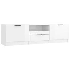 Vidaxl TV omarica visok sijaj bela 140x35x40 cm konstruiran les