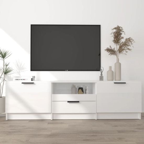 Vidaxl TV omarica visok sijaj bela 140x35x40 cm konstruiran les