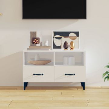 Vidaxl vidaXL TV omarica bela visok sijaj 80x36x50 cm