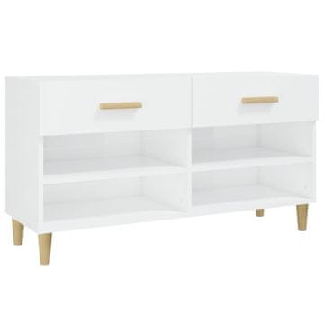 Vidaxl Omarica za čevlje visok sijaj bela 102x35x55 cm inženirski les