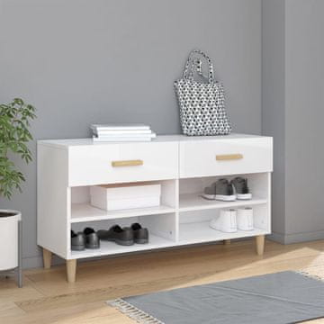 Vidaxl vidaXL Omarica za čevlje visok sijaj bela 102x35x55 cm
