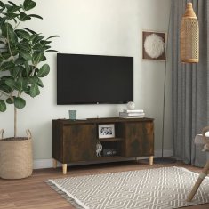 Vidaxl TV omarica z lesenimi nogami dimljeni hrast 103,5x35x50 cm