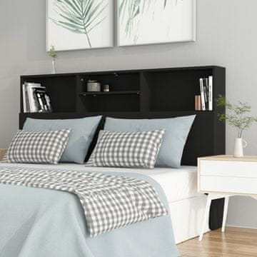 Vidaxl vidaXL Vzglavje postelje s policami, črno, 160x19x103,5 cm