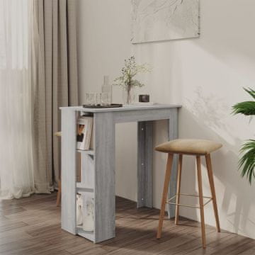 Vidaxl vidaXL Barska miza s policami, siva, hrast sonoma, 102x50x103,5 cm