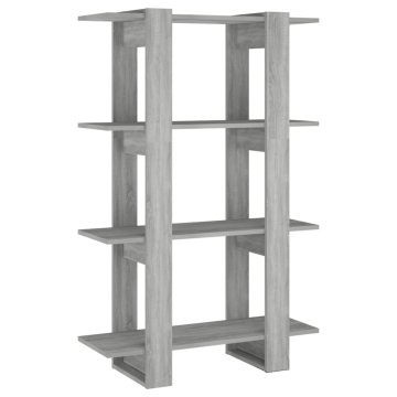 Vidaxl Knjižna omara/pregrada siva sonoma 80x30x123,5 cm