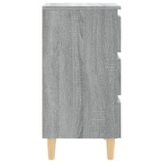 Vidaxl Nočna omarica z lesenimi nogami siva sonoma 40x35x69 cm