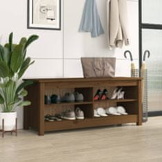 Vidaxl Klop za čevlje medeno rjava 110x38x45,5 cm trdna borovina