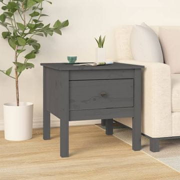 Vidaxl vidaXL Stranska mizica siva 50x50x49 cm masivni borov les