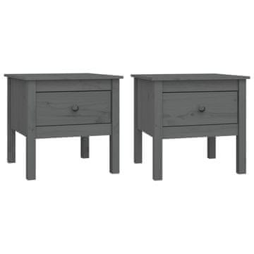 Vidaxl Stranske mizice 2 kosa sive 50x50x49 cm trdna borovina