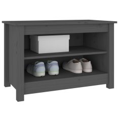Vidaxl Klop za čevlje siva 70x38x45,5 cm trdna borovina