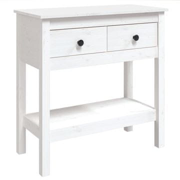 Vidaxl Konzolna mizica bela 75x35x75 cm trdna borovina