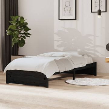 shumee vidaXL Posteljni okvir črne barve iz masivnega lesa 90x190 cm enojna postelja