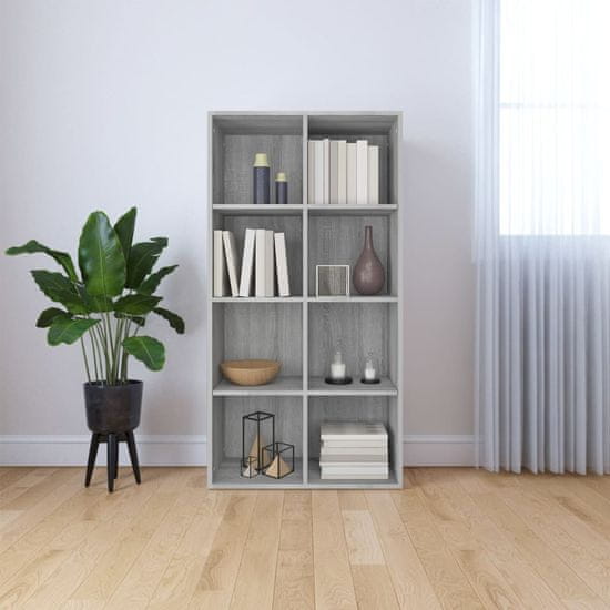 Vidaxl Knjižna omara/komoda siva sonoma 66x30x130 cm inženirski les