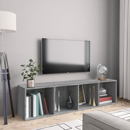 Vidaxl Knjižna/TV omara siva sonoma 143x30x36 cm konstruiran les