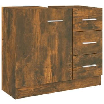 Vidaxl Omarica za umivalnik dimljen hrast 63x30x54 cm inženirski les