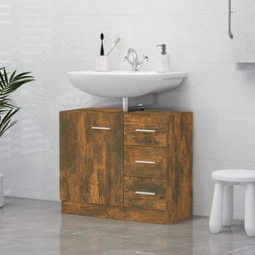 Vidaxl vidaXL Omarica za umivalnik dimljen hrast 63x30x54 cm