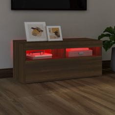 Vidaxl TV omarica z LED lučkami rjavi hrast 90x35x40 cm